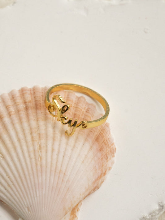 Gold Vermeil Name Signature Ring