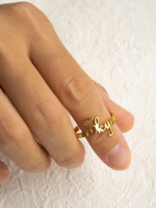 Gold Vermeil Name Signature Ring