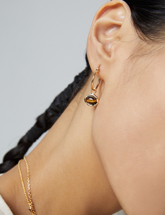 Tiger's Eye Chic Hoop Earrings