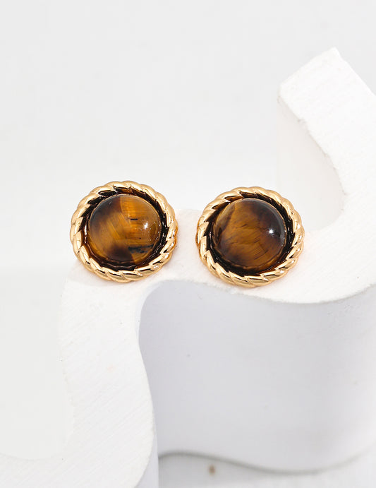 Tiger's Eye Braided Ear Stud