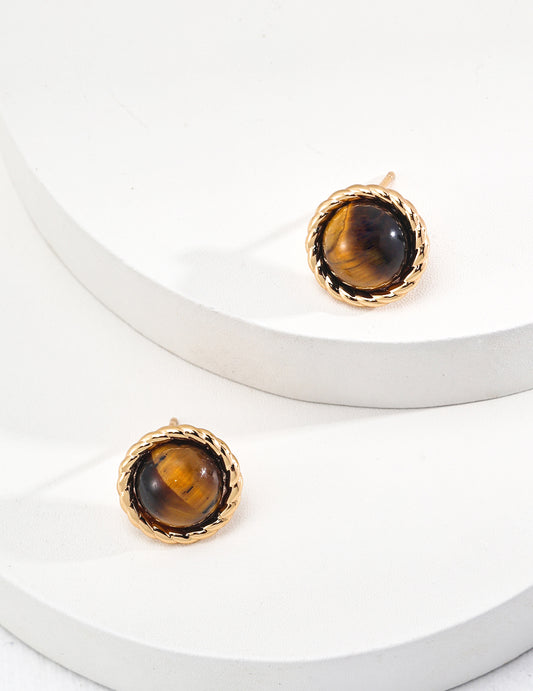 Tiger's Eye Braided Ear Stud