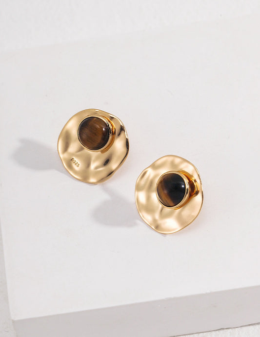 Tiger's Eye Sunburst Ear Studs