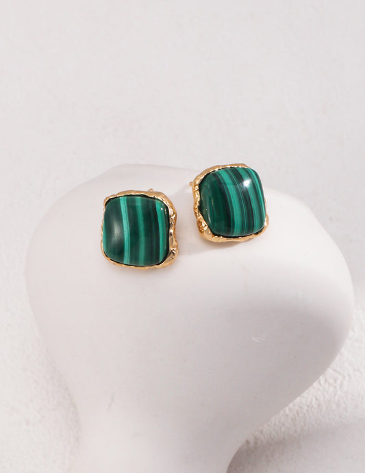 Malachite Healing Square Green Earring